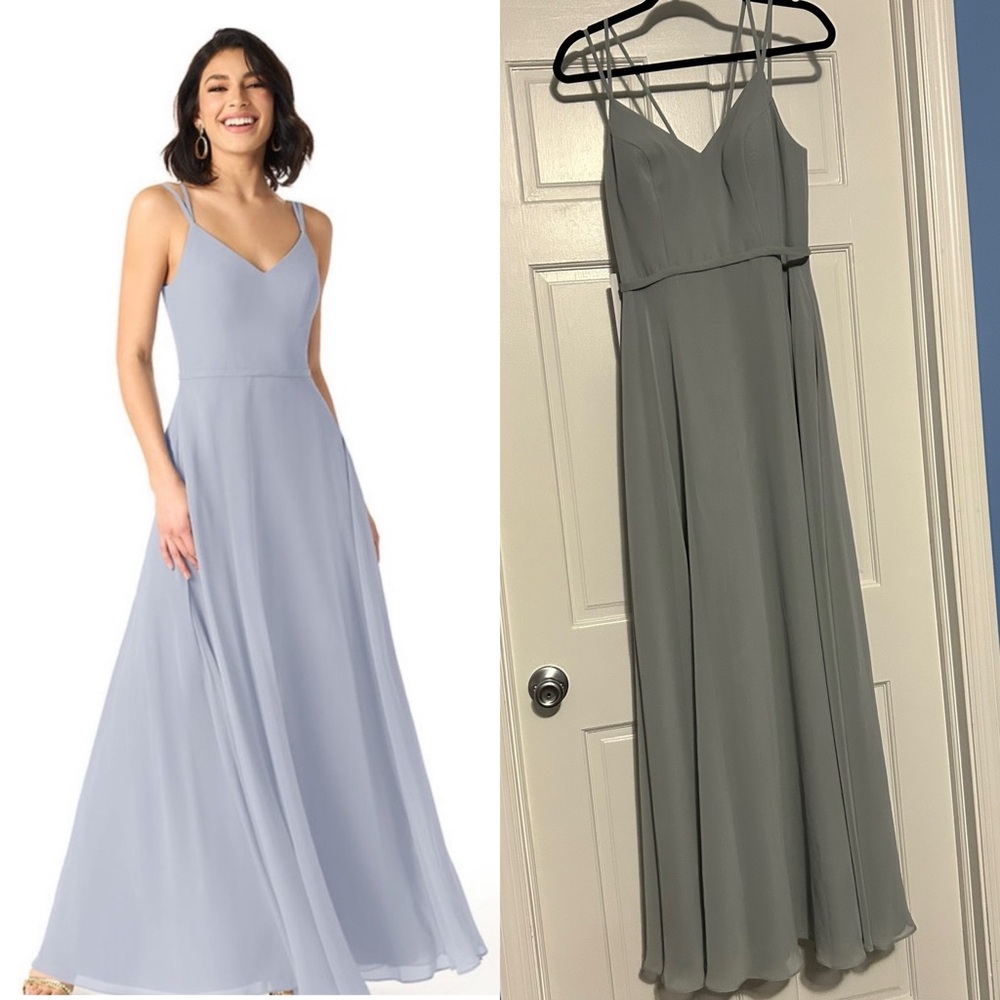 NWT Azazie Janine size 6 dolphin grey bridesmaid dress neutral fall wedding prom